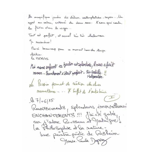Une page du livre d'or